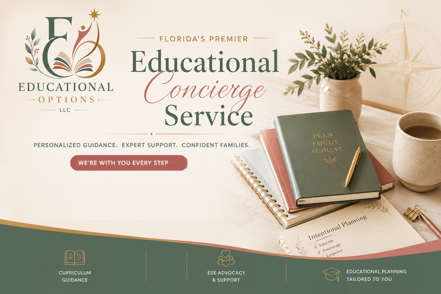 Educational Options LLC concierge service hero banner – personalized guidance, expert support, confident families